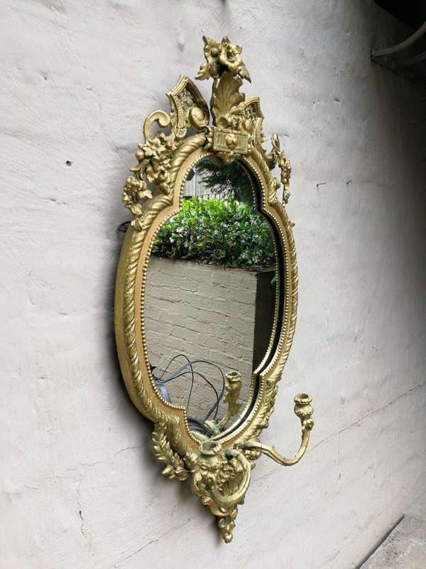 19th Century Gilt Mirror With Candle Holders