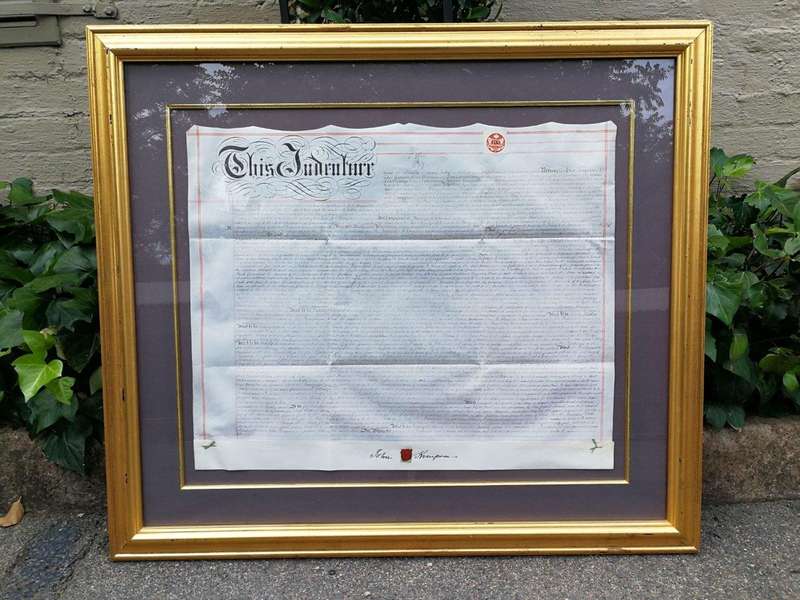 A Circa 1897 Framed Indenture In Pen And Ink On Parchment, Signed, And Bears Wax Seal