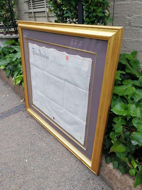 A Circa 1897 Framed Indenture In Pen And Ink On Parchment, Signed, And Bears Wax Seal