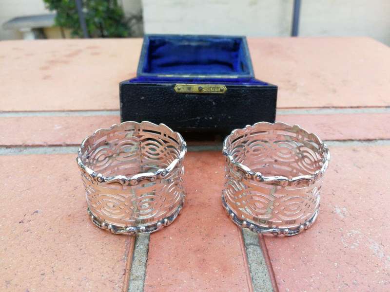 A Pair of Silver Birmingham 1903, Serviette Rings Boxed