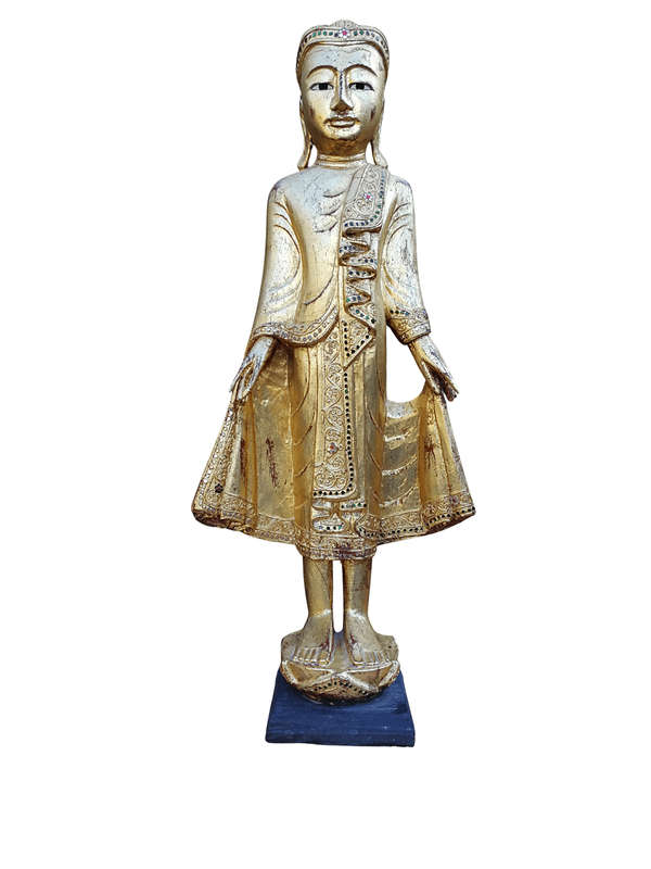 A Large Decorative Carved Gilded Statue On A Custom-Made Perspex Base ND