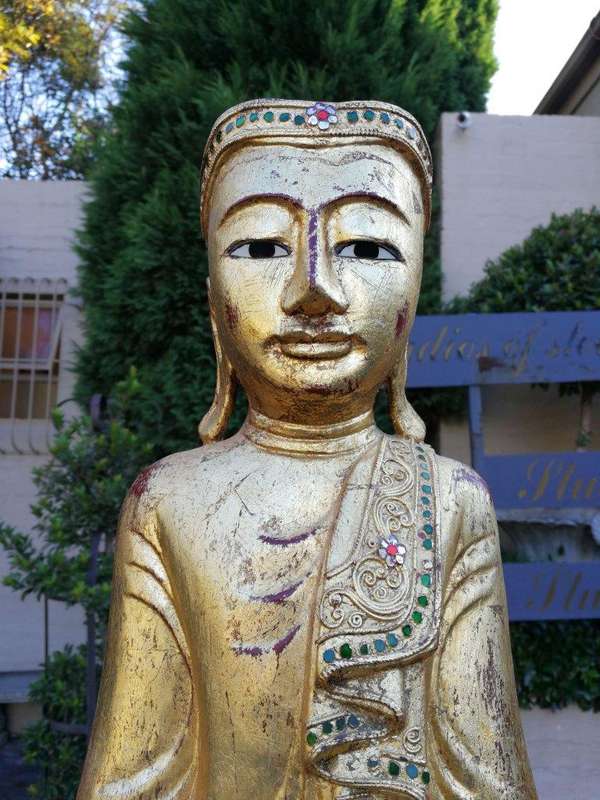 A Large Decorative Carved Gilded Statue On A Custom-Made Perspex Base ND