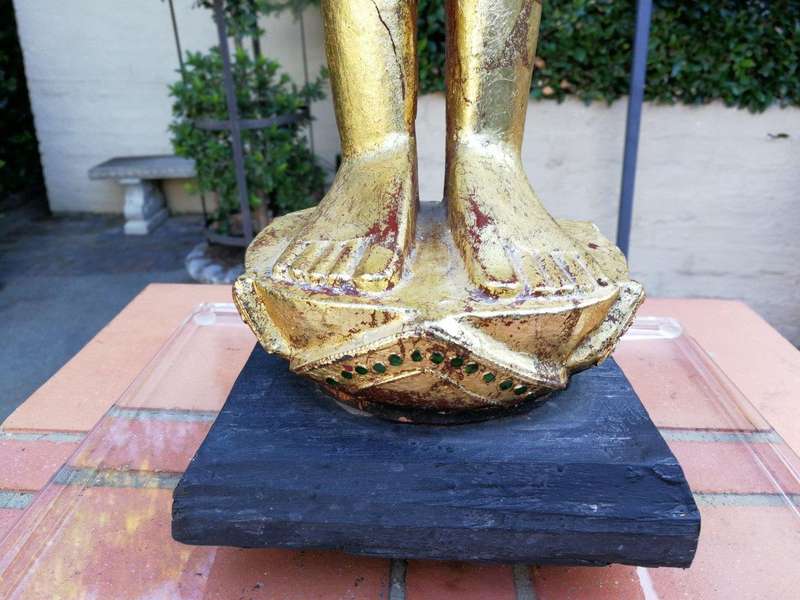 A Large Decorative Carved Gilded Statue On A Custom-Made Perspex Base ND