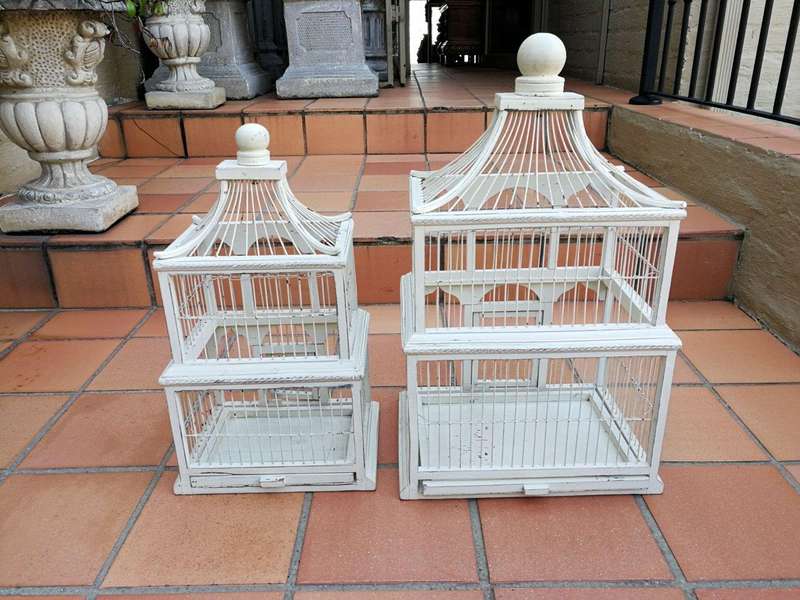 A  Pair of Antique / Vintage Graduated Birdcages ND