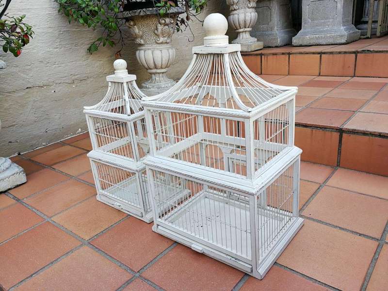 A  Pair of Antique / Vintage Graduated Birdcages ND