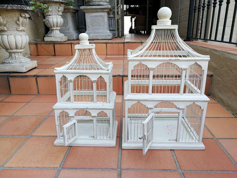 A  Pair of Antique / Vintage Graduated Birdcages ND