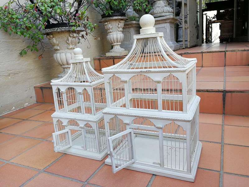 A  Pair of Antique / Vintage Graduated Birdcages ND