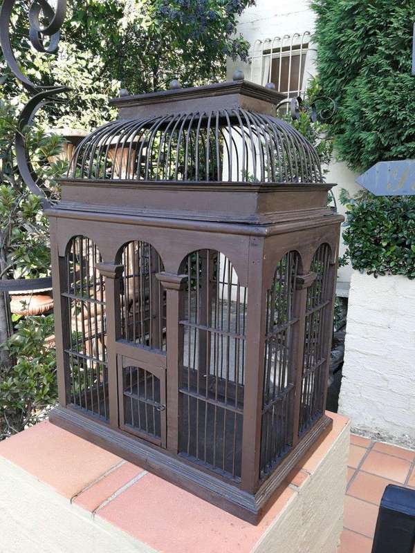 An Antique/Vintage Wooden Birdcage ND