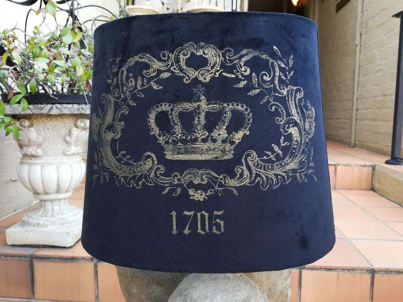 A Black and Gold Crown Hand-made Lampshade  (per shade, excludes lamp)