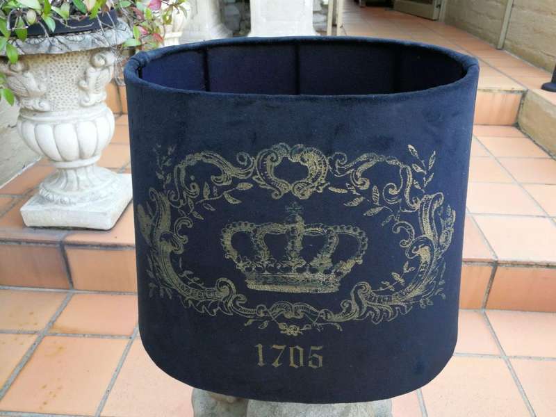 A Black and Gold Crown Hand-made Lampshade  (per shade, excludes lamp)