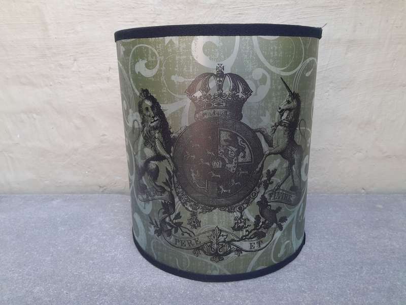 A Hand-made Lampshade with Crown and Lion (excludes lamp)