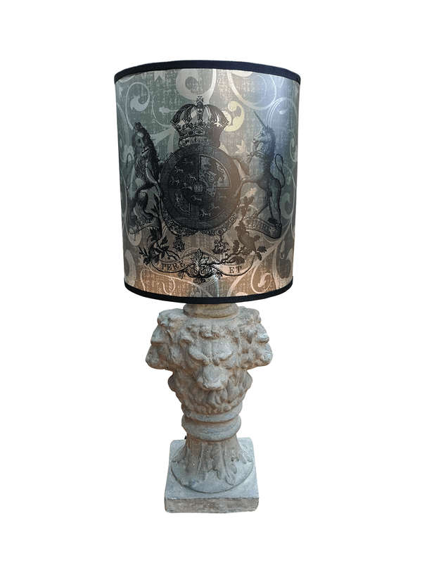 A Hand-made Lampshade with Crown and Lion (excludes lamp)