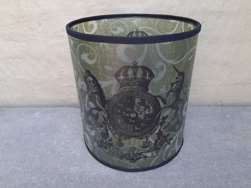 A Hand-made Lampshade with Crown and Lion (excludes lamp)