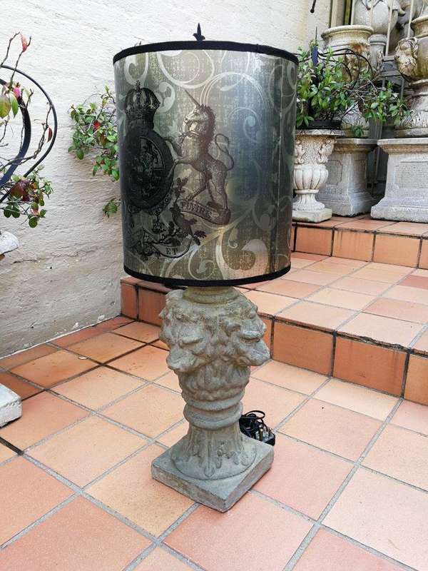 A Hand-made Lampshade with Crown and Lion (excludes lamp)