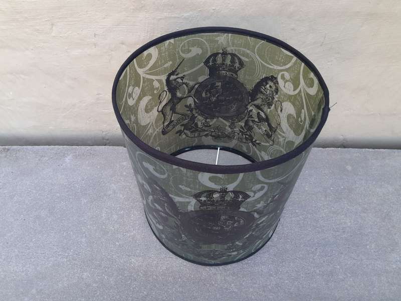 A Hand-made Lampshade with Crown and Lion (excludes lamp)