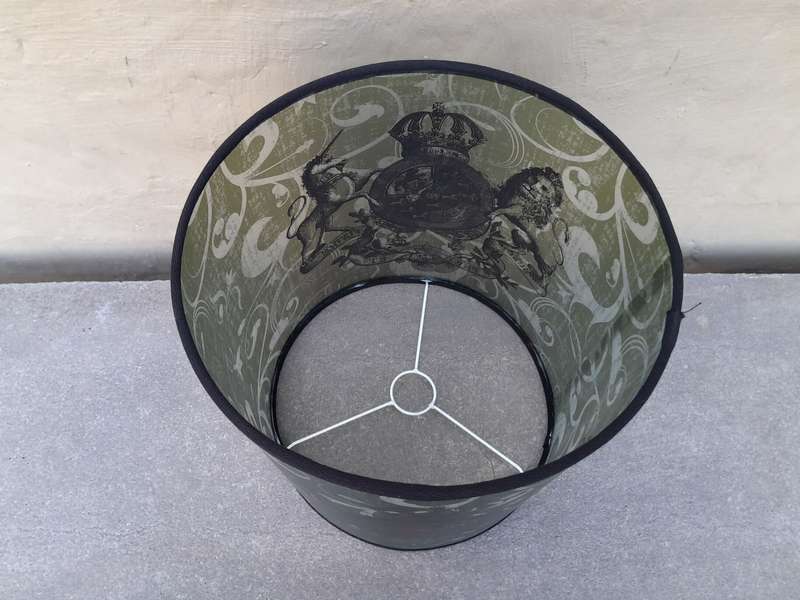 A Hand-made Lampshade with Crown and Lion (excludes lamp)