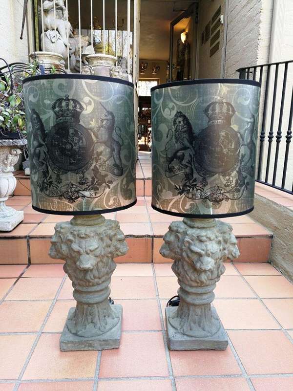 A Hand-made Lampshade with Crown and Lion (excludes lamp)