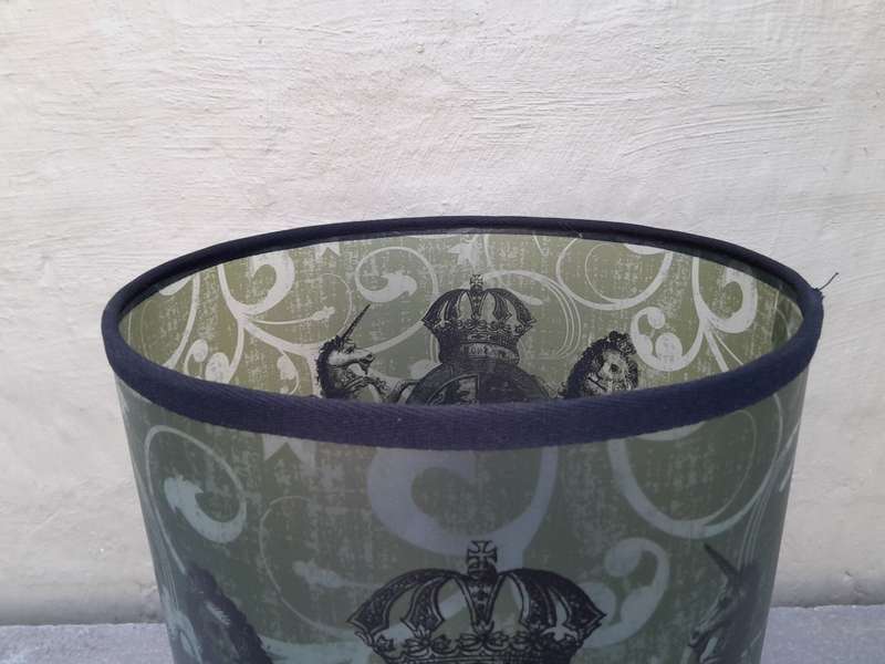 A Hand-made Lampshade with Crown and Lion (excludes lamp)