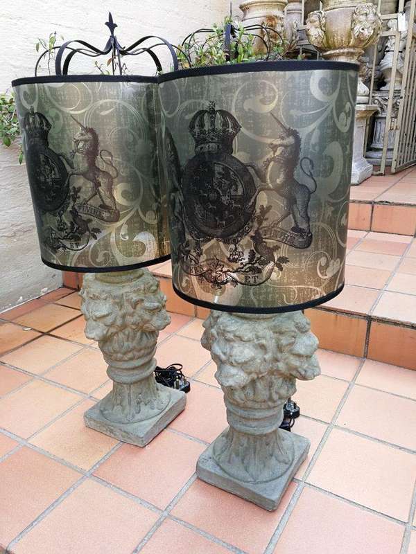 A Hand-made Lampshade with Crown and Lion (excludes lamp)