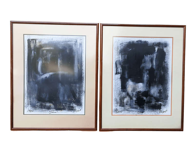 A Set of Two Acrylic on Paper Diptych, Storm