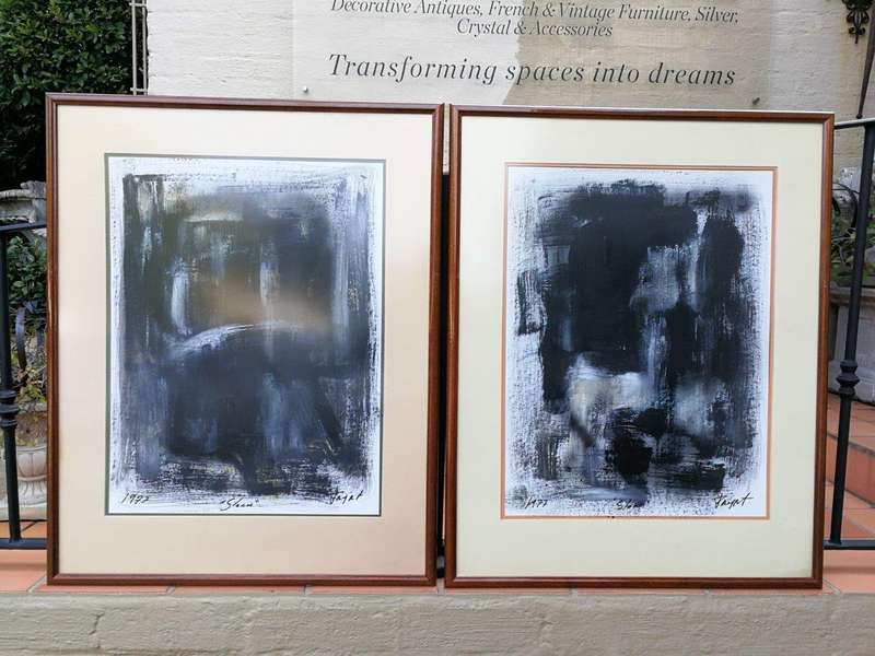 A Set of Two Acrylic on Paper Diptych, Storm
