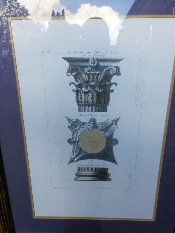 A Pair of Two Engravings In Hand Gilded with Gold Leaf Frames. Du Portique Du Pantheon a Rome, an...