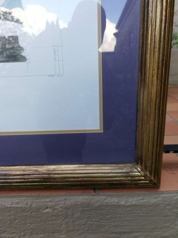 A Pair of Two Engravings In Hand Gilded with Gold Leaf Frames. Du Portique Du Pantheon a Rome, an...