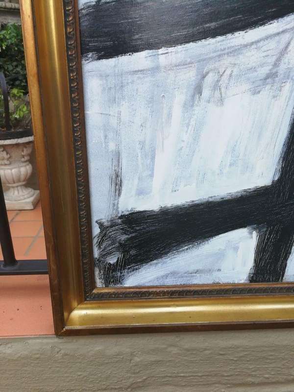 Abstract Black and White Composition 4, oil on board.  