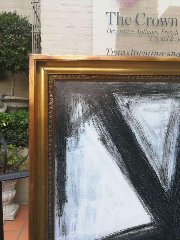 Abstract Black and White Composition 4, oil on board.  
