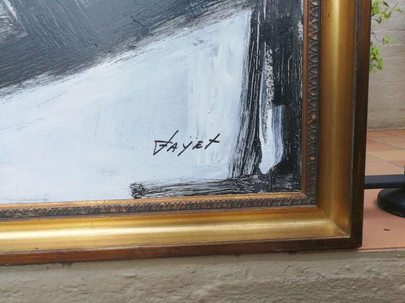 Abstract Black and White Composition 4, oil on board.  