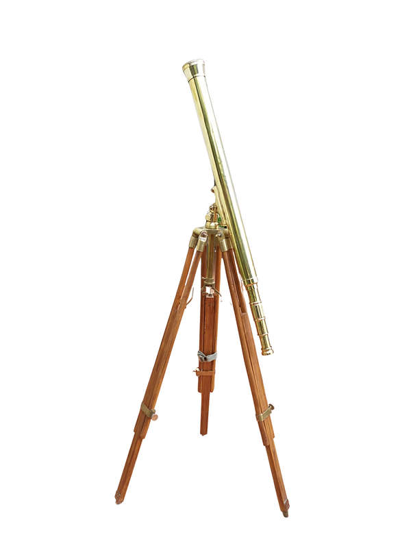 A Large Brass Stanley/ London Telescope on Tripod With Brass Fittings