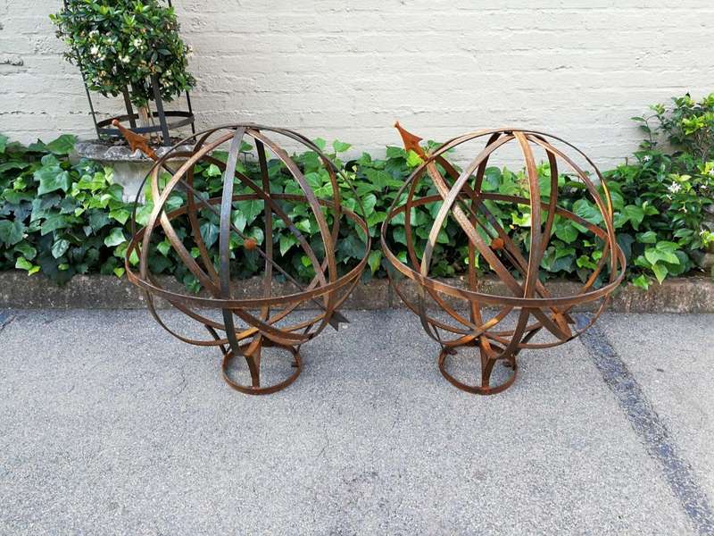A Pair of Large  20th Century Metal Armillary Sphere