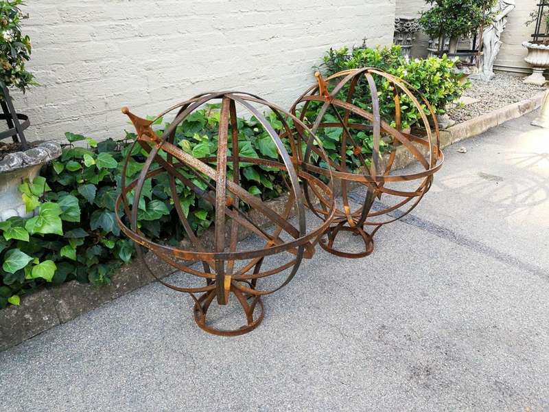 A Pair of Large  20th Century Metal Armillary Sphere