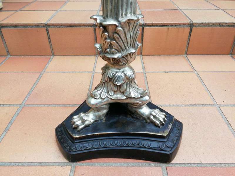 A Pair of Early 20th Century French Empire Style Silver- plated Chinoiserie Candelabras