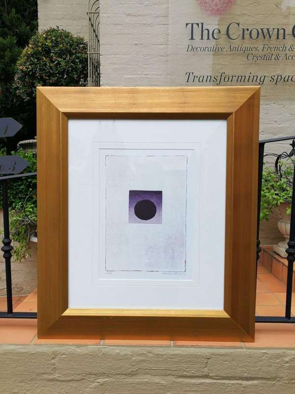 An Abstract Composition with Black Circle Lithograph, Signed, 2002. Hannes Harrs