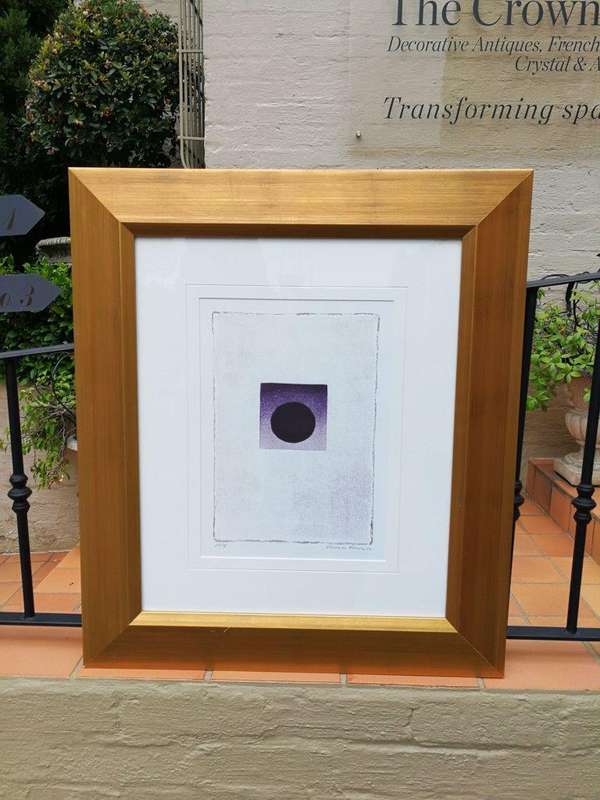 An Abstract Composition with Black Circle Lithograph, Signed, 2002. Hannes Harrs