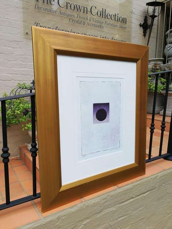 An Abstract Composition with Black Circle Lithograph, Signed, 2002. Hannes Harrs