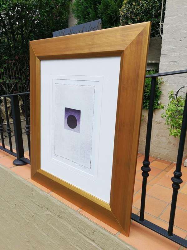 An Abstract Composition with Black Circle Lithograph, Signed, 2002. Hannes Harrs