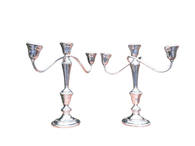 A Pair Of 20th Century Gorham Silver Plate Three Light Candelabras Candle Holders  Convertible ...