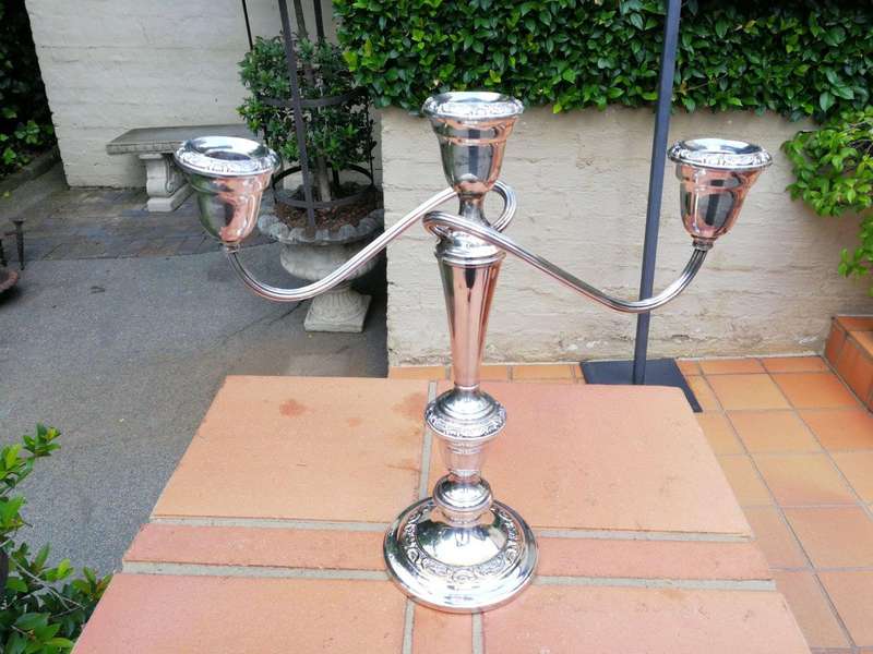 A Pair Of 20th Century Gorham Silver Plate Three Light Candelabras Candle Holders  Convertible ...