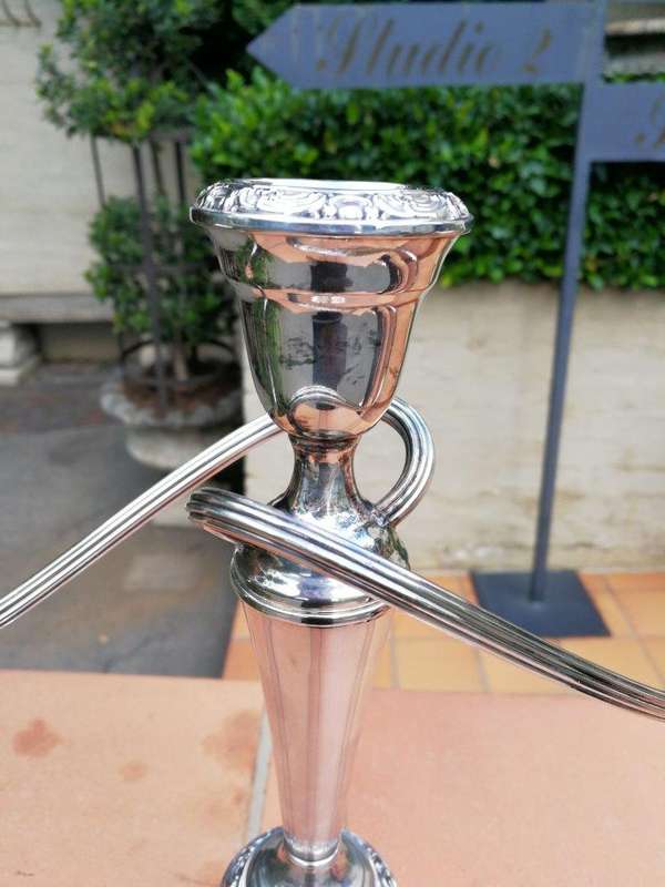 A Pair Of 20th Century Gorham Silver Plate Three Light Candelabras Candle Holders  Convertible ...