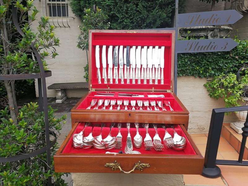 A Comprehensive Cooper Bros Kings Pattern Silver-Plated Twelve Place Cutlery Set In A Canteen