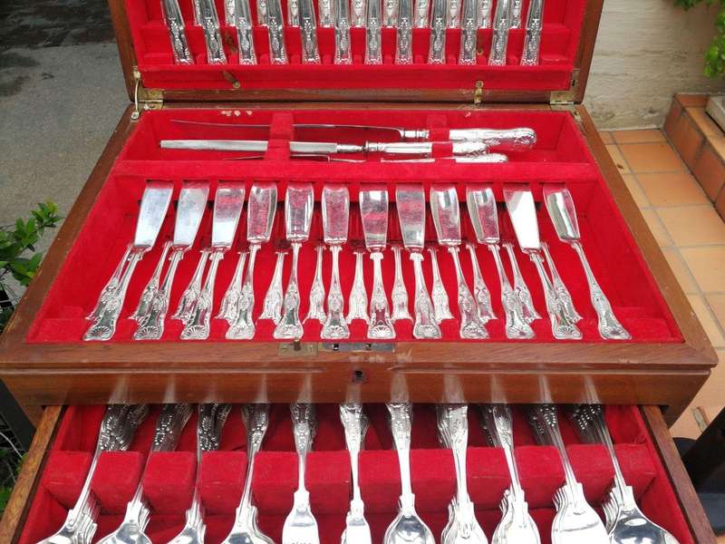 A Comprehensive Cooper Bros Kings Pattern Silver-Plated Twelve Place Cutlery Set In A Canteen