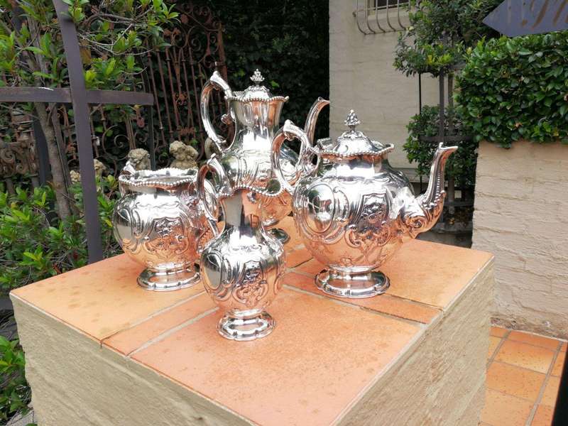 A Antique Four Pie3ce Tea And Coffee Set  E.P.N.S/Silver With Hallmarks