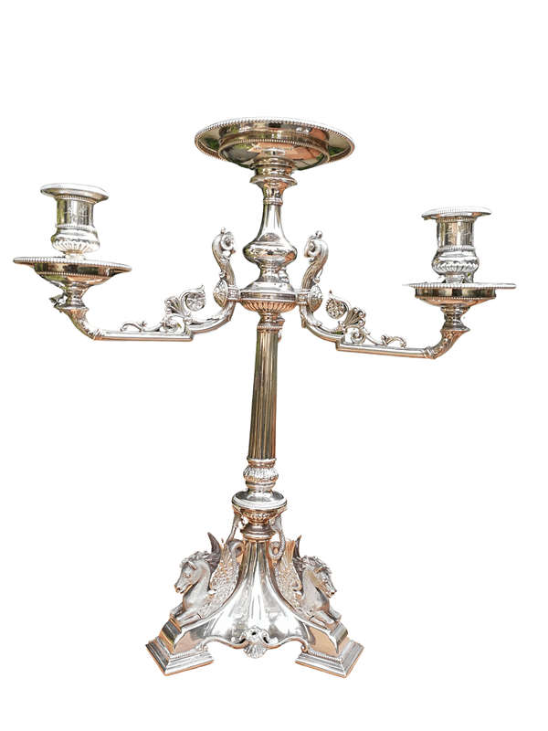 A Victorian Silver-Plate Candelabra