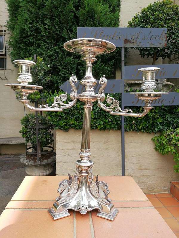 A Victorian Silver-Plate Candelabra