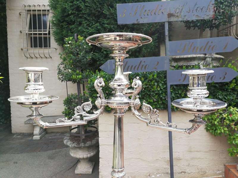 A Victorian Silver-Plate Candelabra