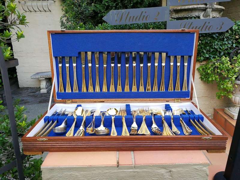 A 24k Gold Plated Cutlery Set Comprising 112 Pieces In Canteen