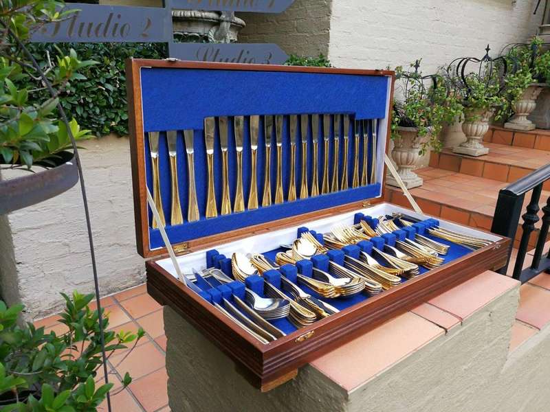 A 24k Gold Plated Cutlery Set Comprising 112 Pieces In Canteen
