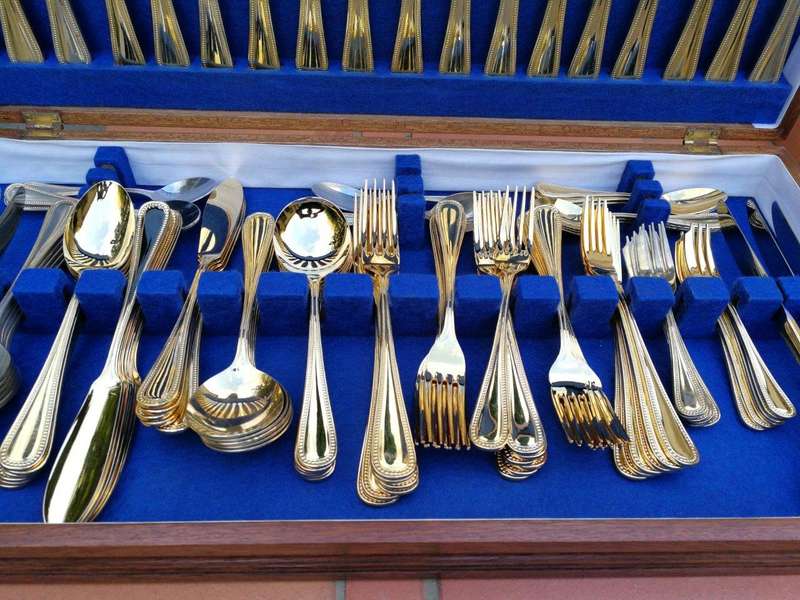 A 24k Gold Plated Cutlery Set Comprising 112 Pieces In Canteen